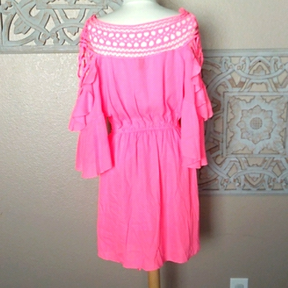 Si Style👗 | Womans | Pink 3/4 Sleeve Dress/ Size Large - Picture 4 of 14